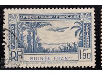 Guineea Franceză -1942-Poșta aeriană-Avion peste rulotă, ștampilă