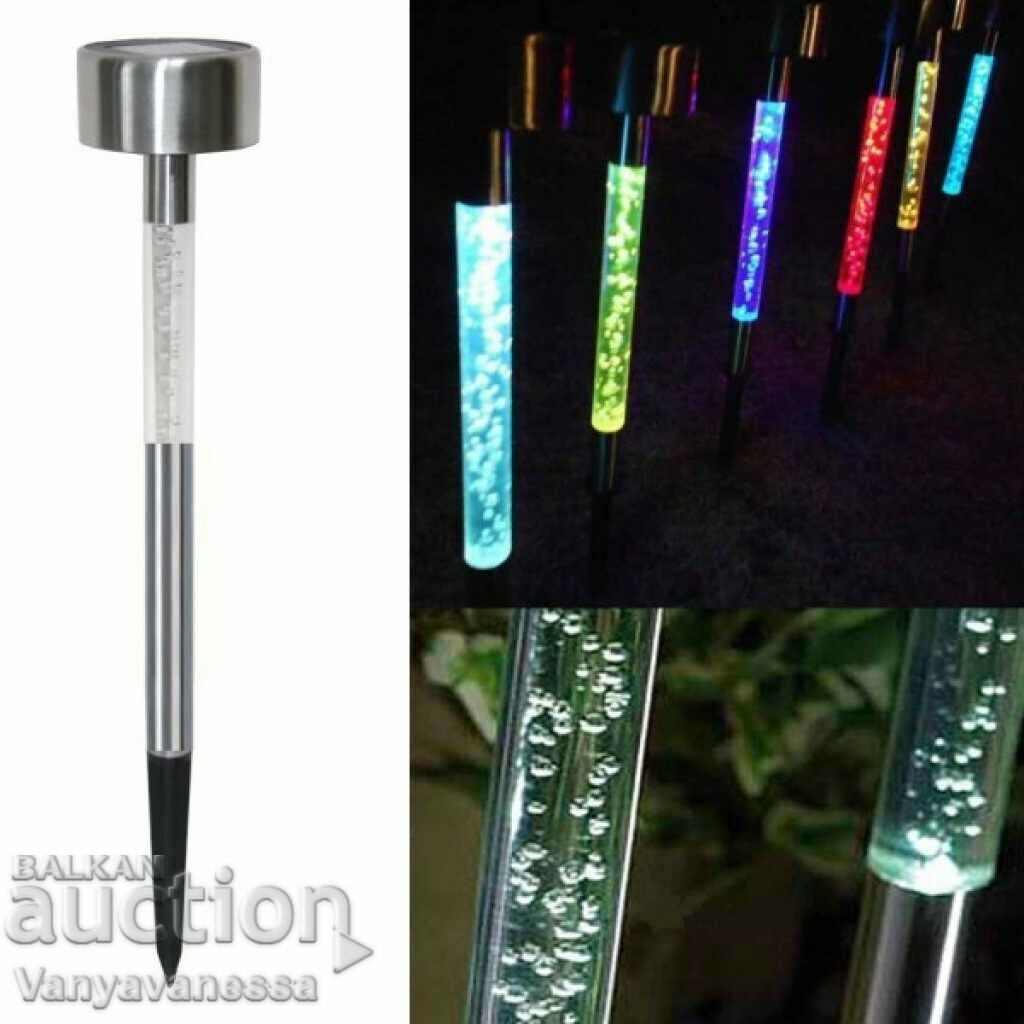 Solar lamp with changing colors, imitating bubbles