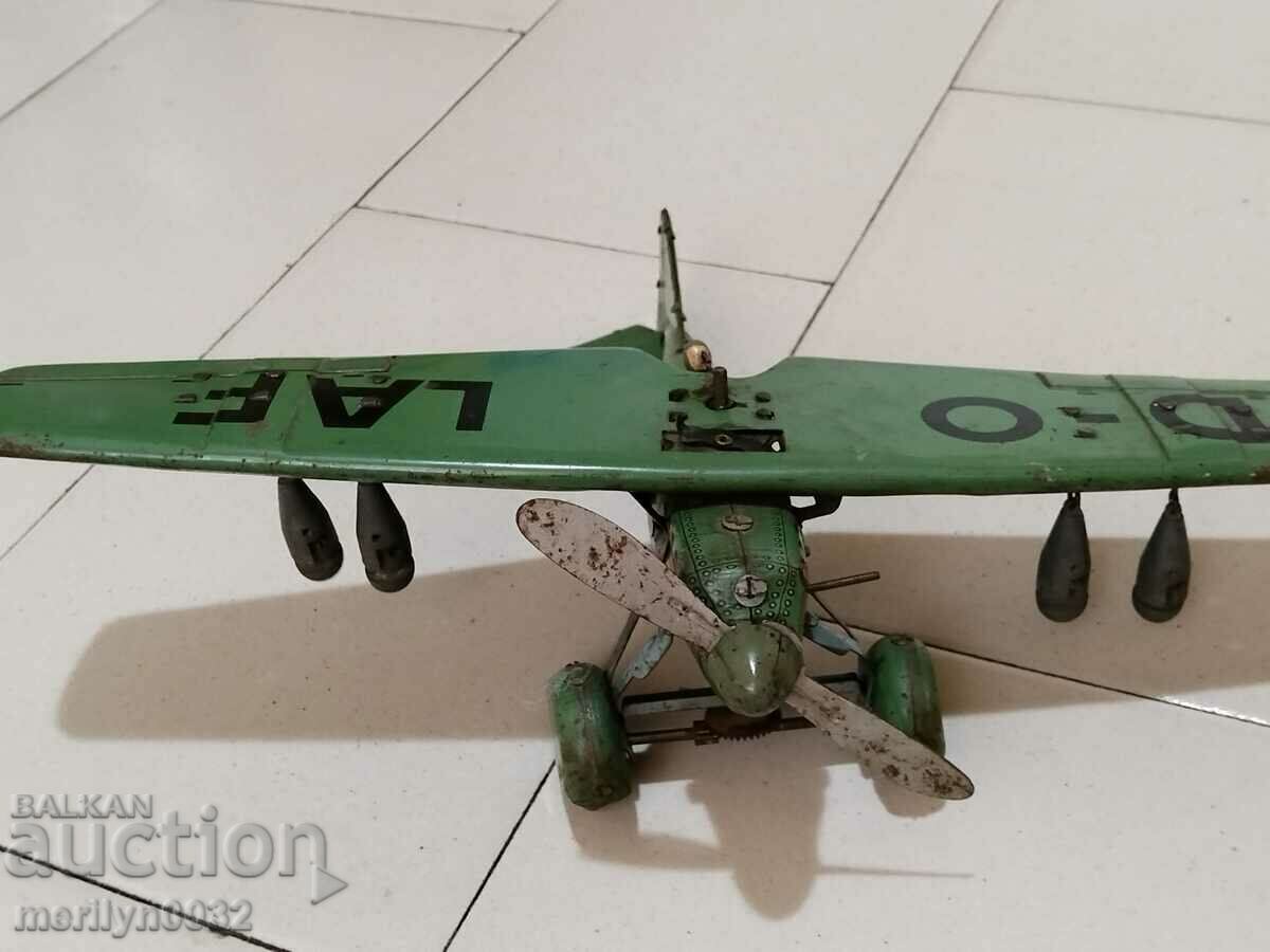 Avion de jucărie din tablă de tablă Wehrmacht germană din anii 1930 ORIGINAL