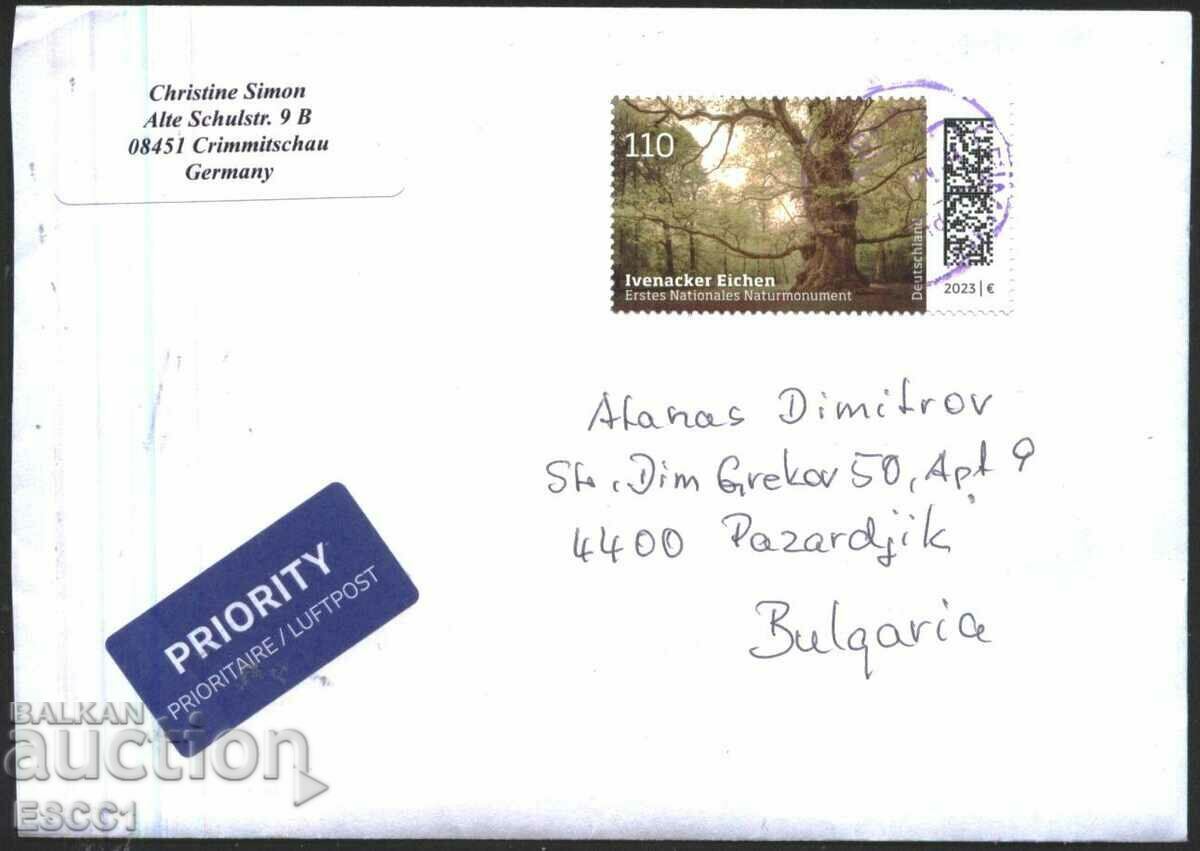 Traveled envelope branded Flora Trees 2023 from Germany