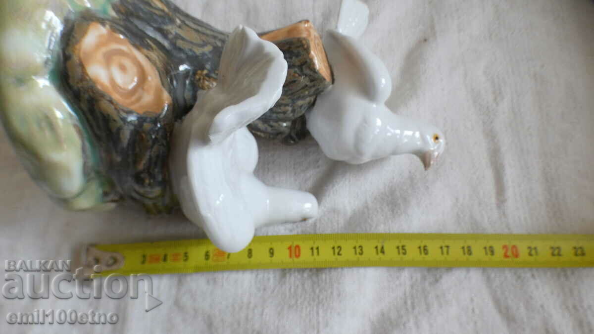 Figure Pair of pigeons porcelain TENGRA hand made Spain - 7