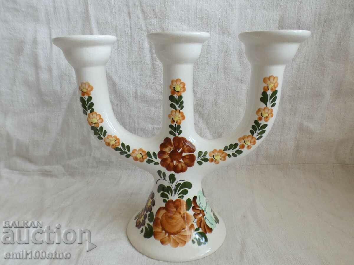 Triple Candlestick hand painted porcelain Poland with price 23.00 BGN | € 11.76