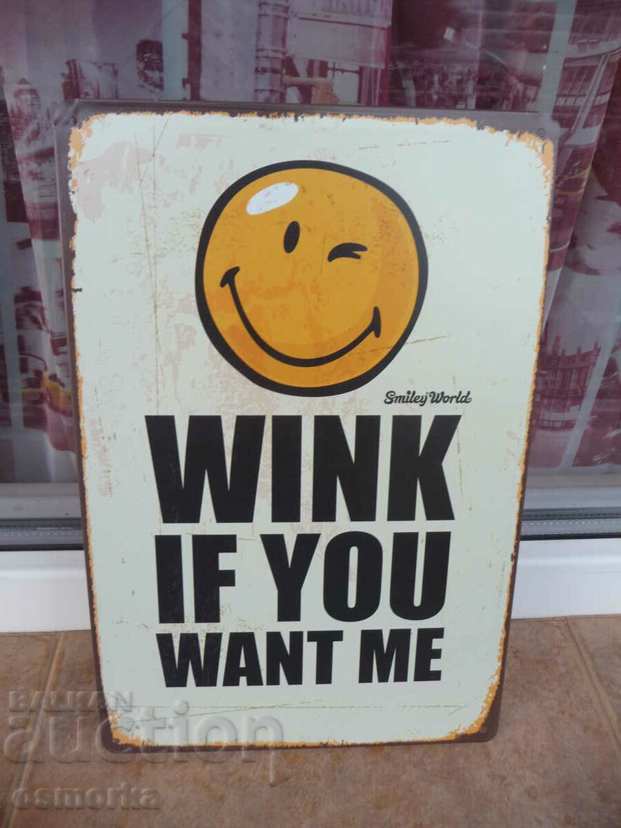 Semn metalic inscripție Wink dacă vrei să mă emoticon emoji