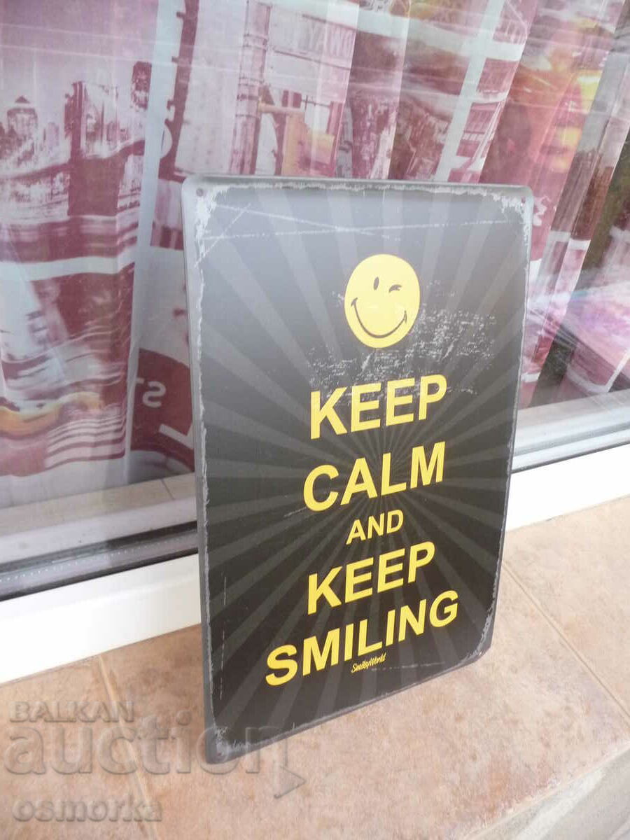 Μεταλλικό σημάδι επιγραφή χαμόγελο emoticon χαμόγελο χαρά με τιμή 18.00 BGN | € 9.20