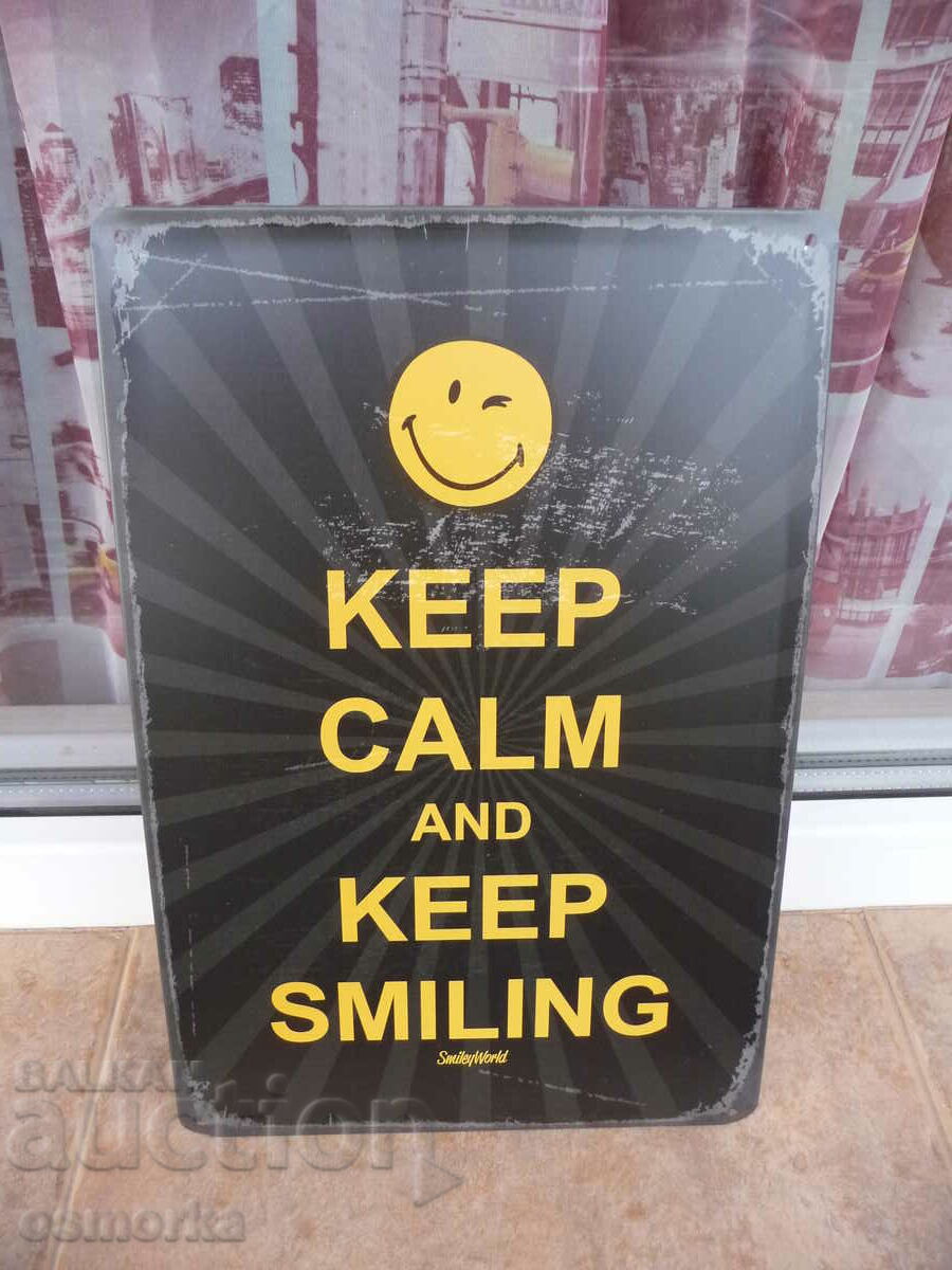 Метална табела надпис усмихни се емотикон усмивка радост