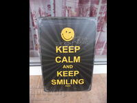 Metal sign inscription smile emoticon smile joy