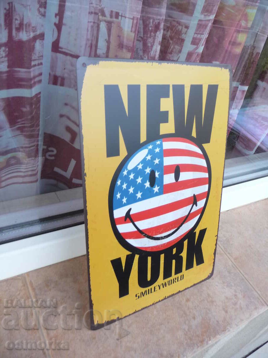Metal plate inscription smile New York enjoy life with price 18.00 BGN | € 9.20 Metal plate inscription smile New York enjoy life with price 18.00 BGN | € 9.20