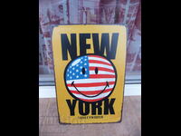 Метална табела надпис усмивка Ню Йорк радвай се на живота