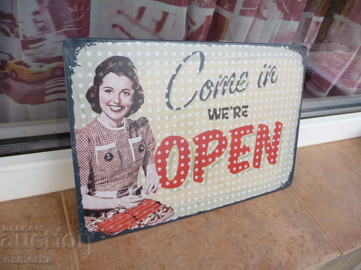 Inscripție metalică Bine ați venit, este deschis! Ce-ți place? cu preț 18.00 BGN | € 9.20