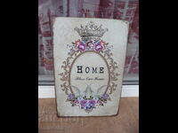 Metal plate message Home blessed doves crown flowers