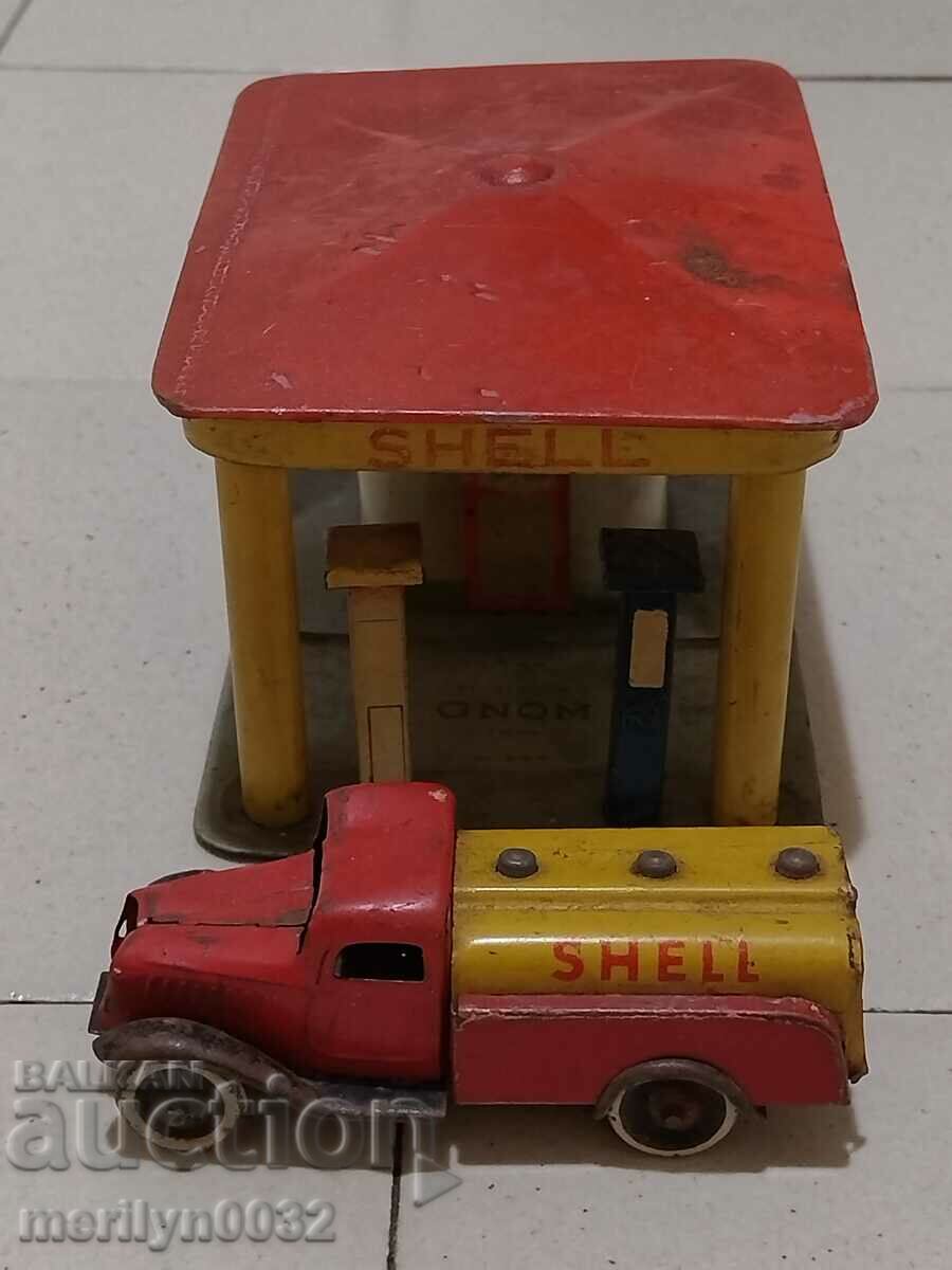 German tinplate toy gas station SHELL 1930s - 7 German tinplate toy gas station SHELL 1930s - 7