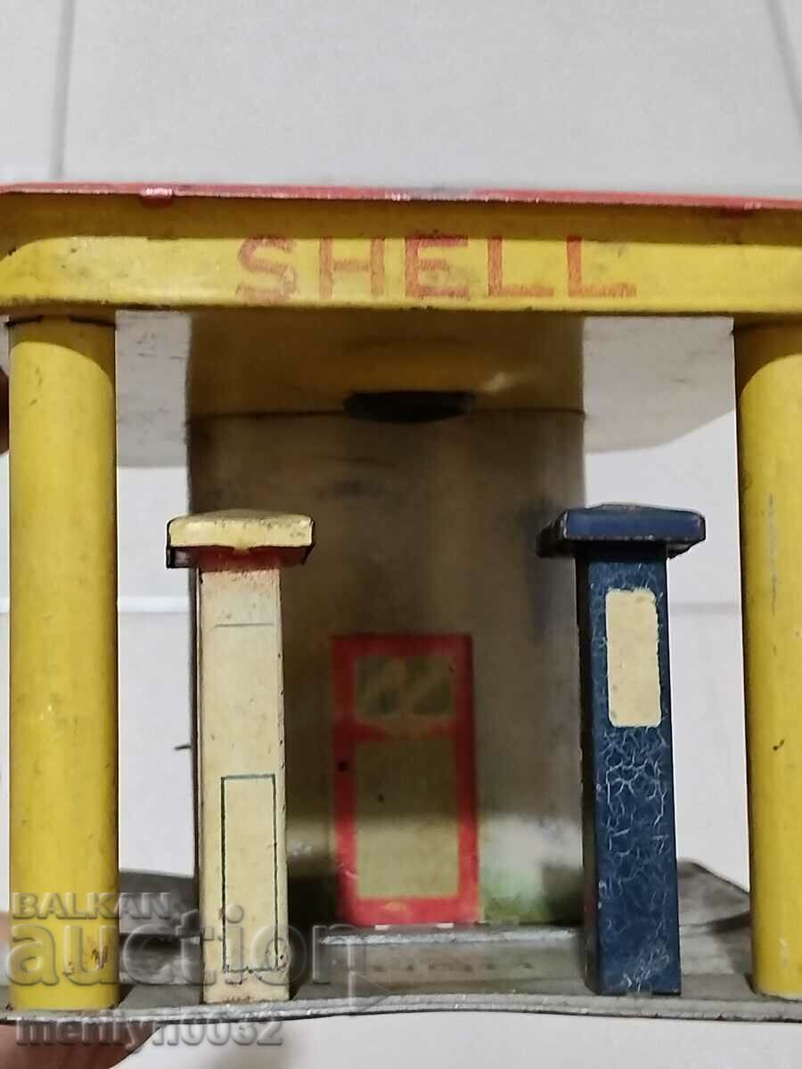 Γερμανικό βενζινάδικο από κασσίτερο παιχνίδι SHELL δεκαετία του 1930