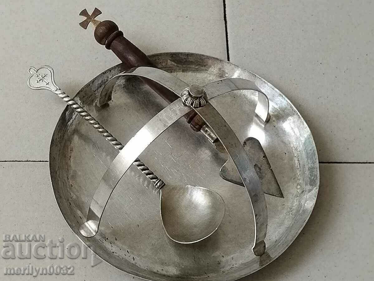 Възрожденски дискос причастие 19-ти век лъжица нафора сребро