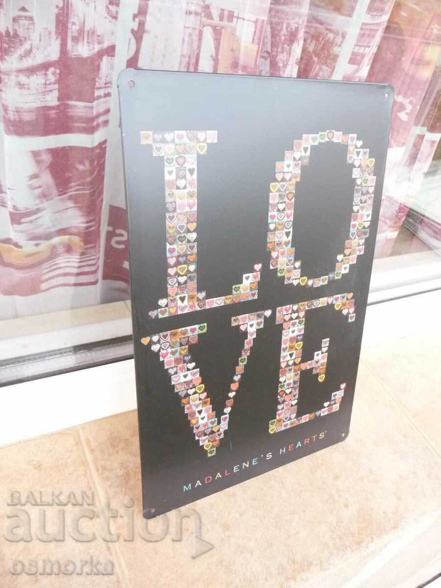 Metal plate inscription LOVE love little hearts I love you with price 18.00 BGN | € 9.20 Metal plate inscription LOVE love little hearts I love you with price 18.00 BGN | € 9.20