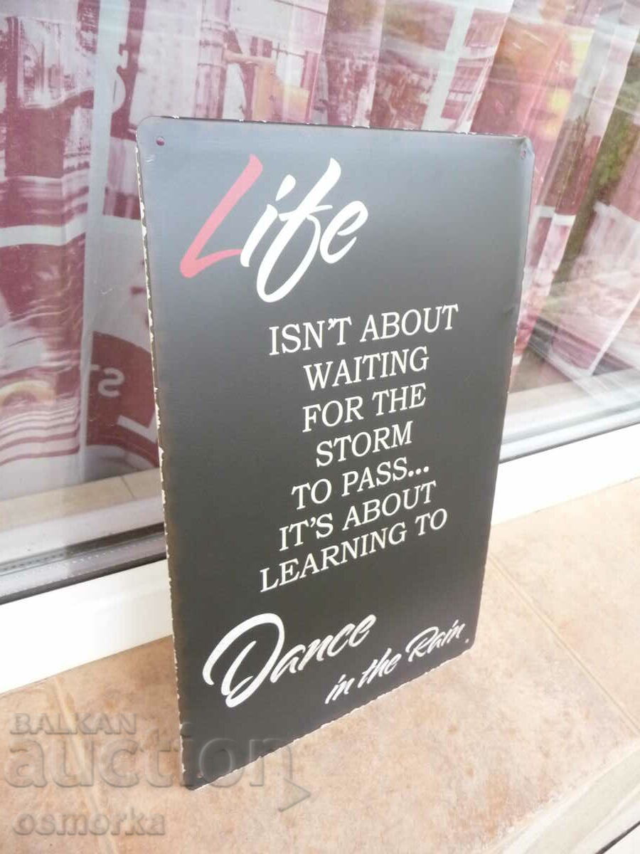 Mesaj de inscripție din plăcuță metalică Pentru viață Dans sub ploaie cu preț 18.00 BGN | € 9.20