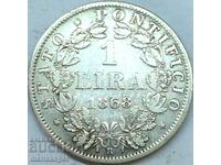 1 лира 1868 Ватикан Пий IX AN XXI сребро