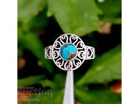 Silver ring with blue copper Turquoise 4676