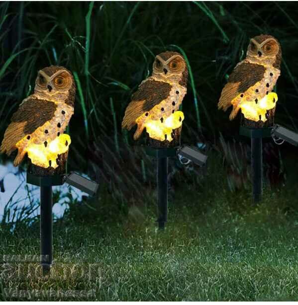 LED Solar beautiful lamp Owl in brown