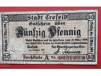 Bancnota-Germania-S.Rhine-Westfalia-Krefeld-50 Pfennig 1917