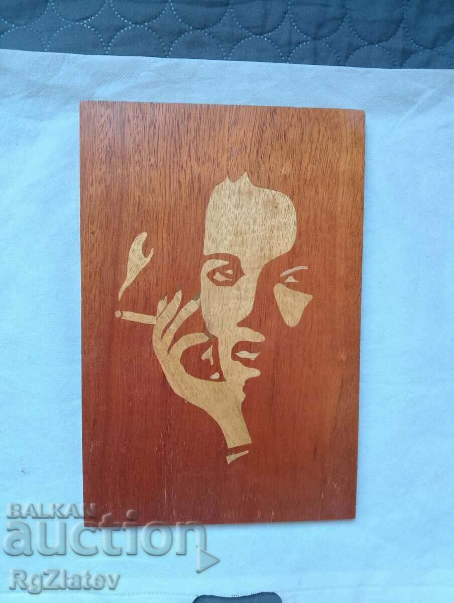 WOMAN WITH CIGARETTE marquetry