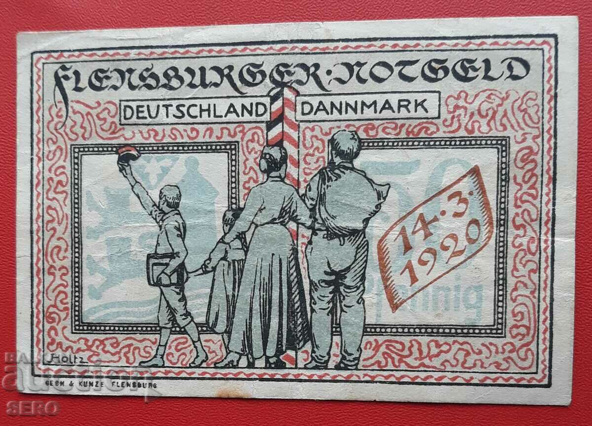 Банкнота-Германия-Шлезвиг-Холщайн-Флексбург-50 пфенига 1920