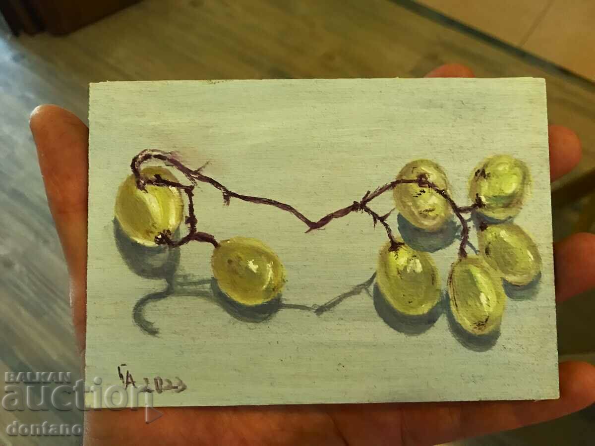 Small oil painting - Realism - Still life - Grapes 15/10.5