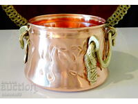Copper cauldron, small with two handles.