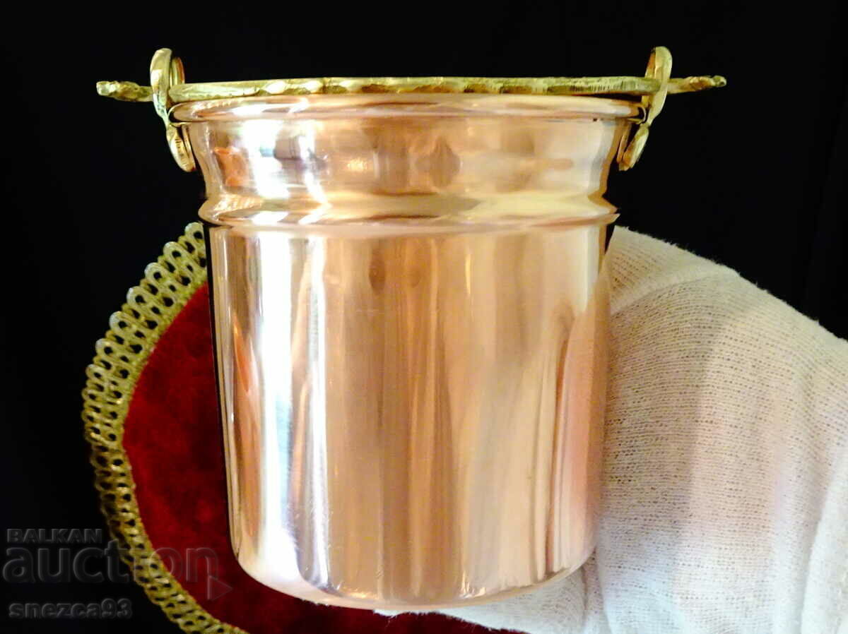 Copper cauldron, copper mug, copper cup. - 7