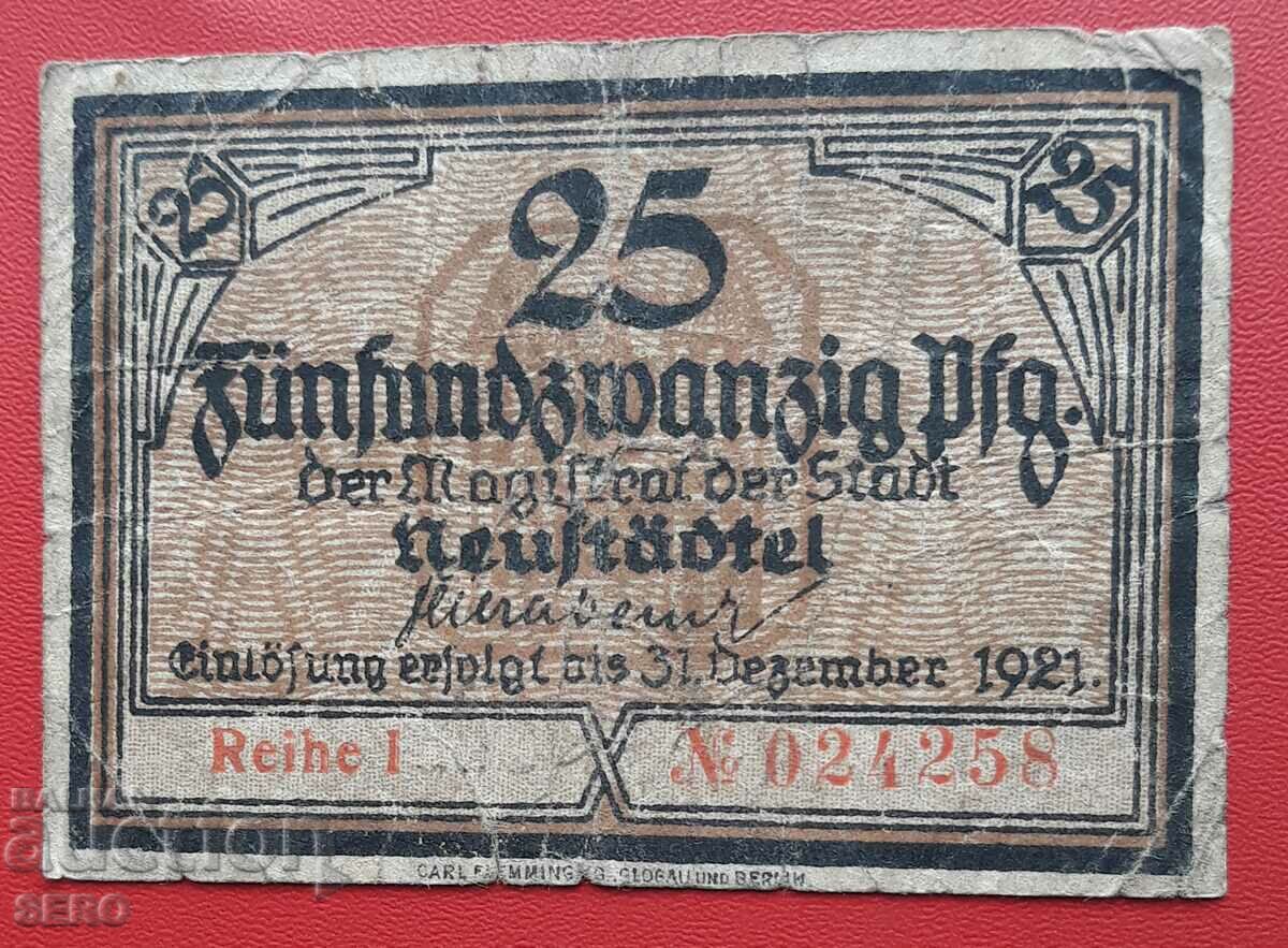 Bancnota-Germania-Saxonia-Neustadtel-25 Pfennig 1921