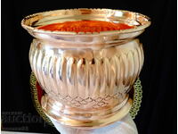 Copper champagne jug, copper vessel, forged relief.