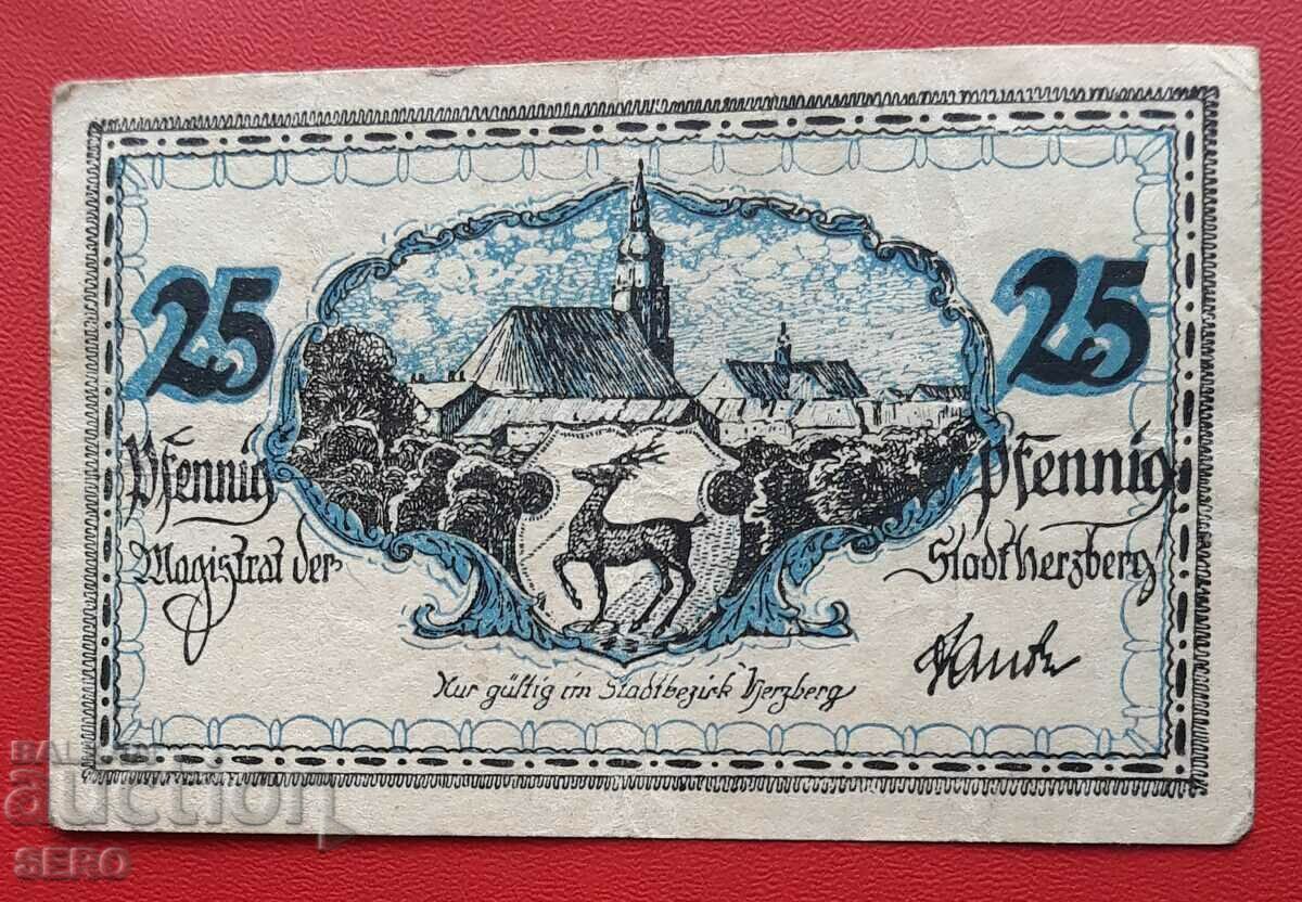 Τραπεζογραμμάτιο-Γερμανία-Σαξωνία-Herzberg-25 pfennig-μονόπλευρο