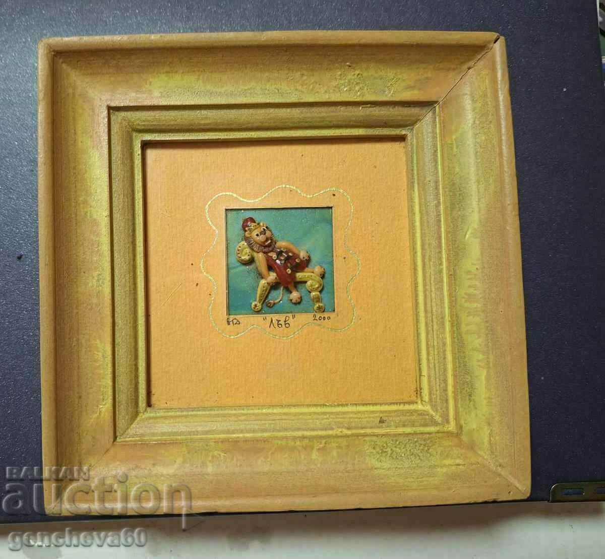 Miniatură de autor „Leu”, pictură tip Murano - 6