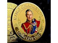 Souvenirs, coins gold plated King Charles 3