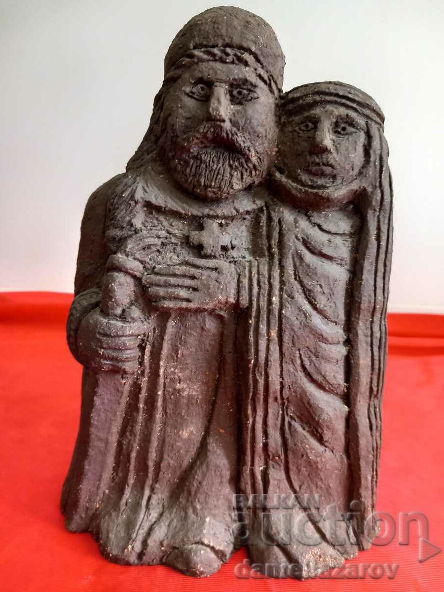 Sculptură din teracotă a autorului vechi, statuetă semnată