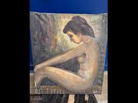 Painting oil canvas nude body signed