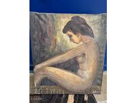 Painting oil canvas nude body signed