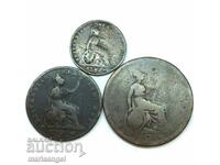 Μεγάλη Βρετανία 1 Farthing + 1/2 Penny 1826 + 1 Penny 1825 Bronze