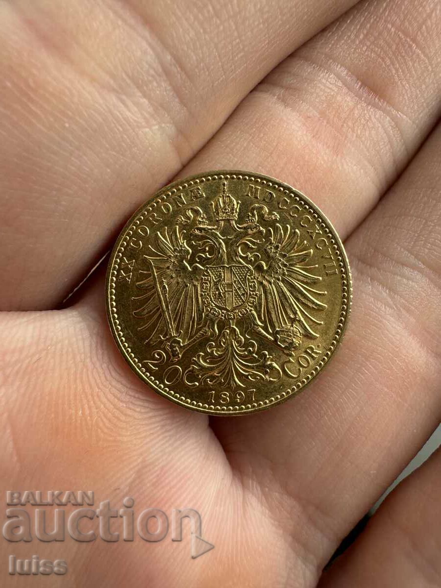 Moneda de aur Austria 20 de coroane 1897 Franz Joseph I