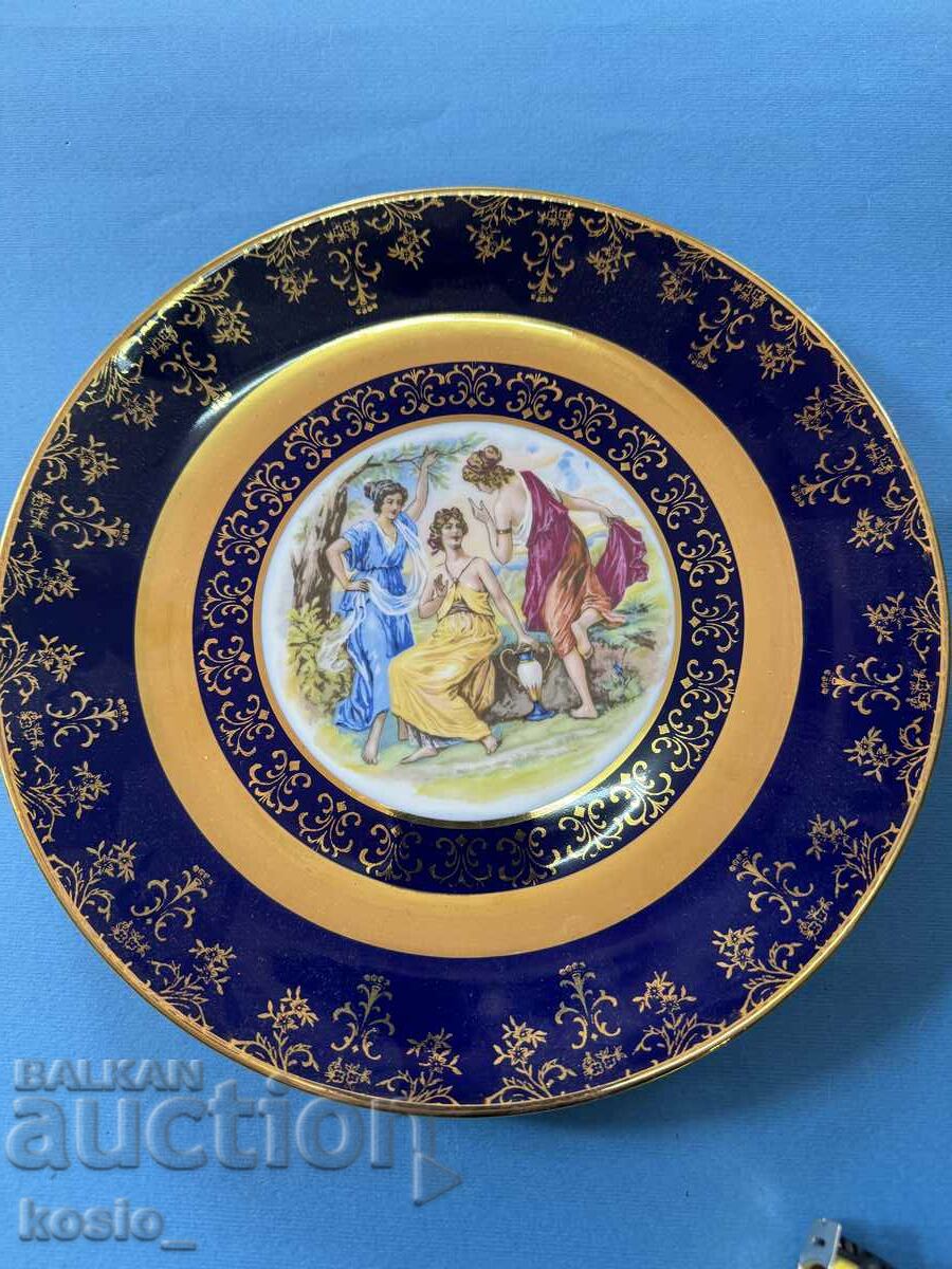 Czech porcelain cobalt and gold plate