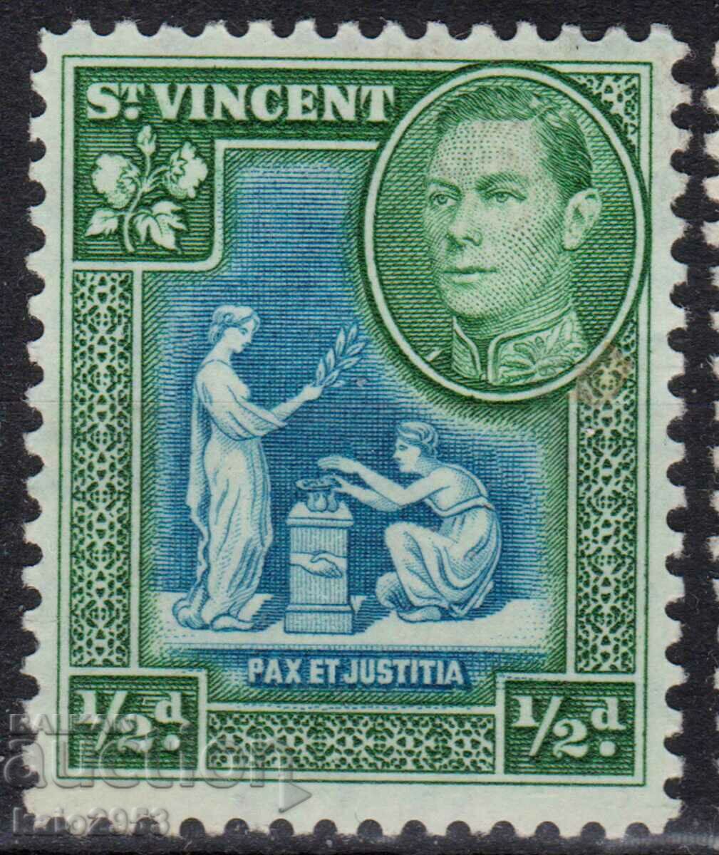 GB/St.Vincent-1938-KG VI+Colonial nature motifs, MLH