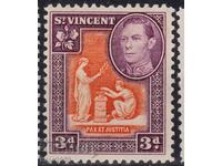 GB/St.Vincent-1938-KG VI+Motive naturale în colonie,MLH