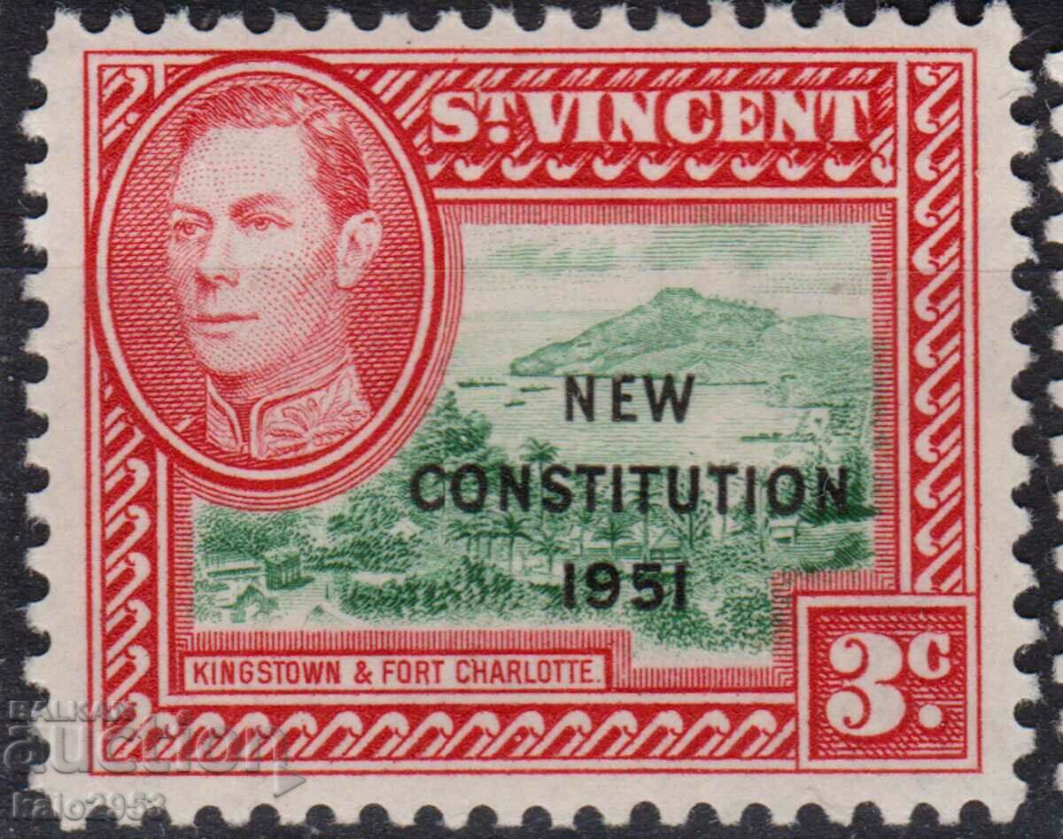 GB/St.Vincent-1951-KG VI+Supratipărire „Noua Constituție”, MLH