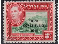 GB/St.Vinsent-1951-KG VI+Надпечатка"Нова конституция",MLH