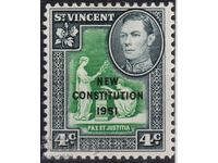 GB/St.Vinsent-1951-KG VI+Надпечатка"Нова конституция",MLH
