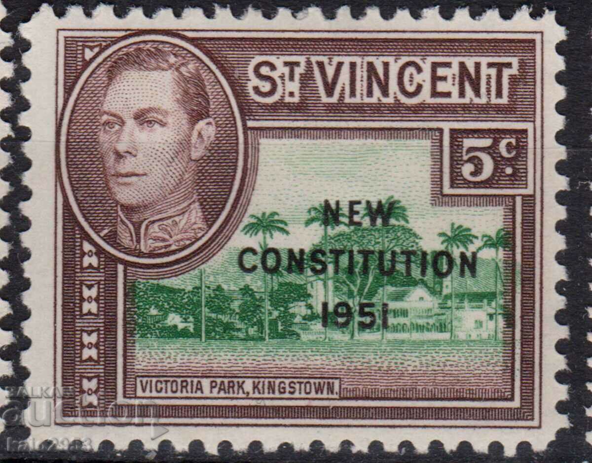 GB/St.Vincent-1951-KG VI+Overprint"New Constitution",MLH