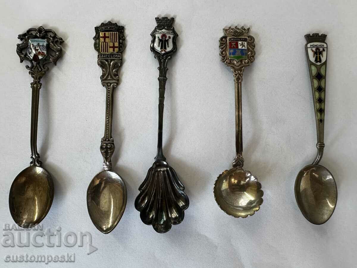 Silver collectible spoons. 5 pcs., 55 g. Sample-800