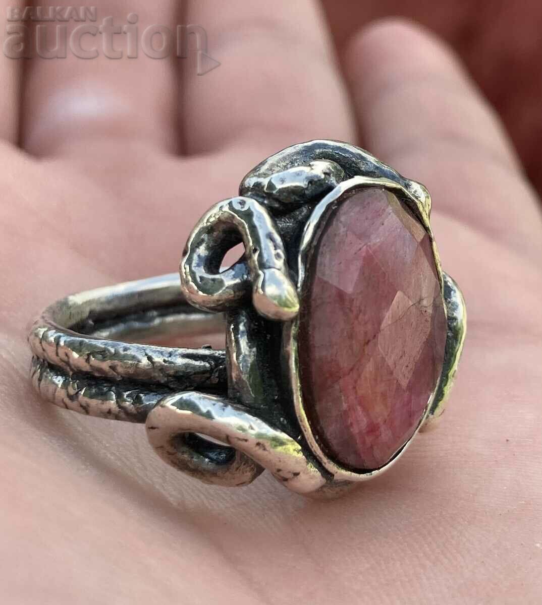 Silver Ring with Natural Ruby Handmade