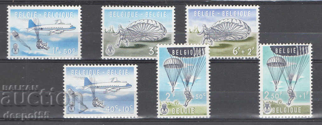 1960. Belgium. Parachute jumps.