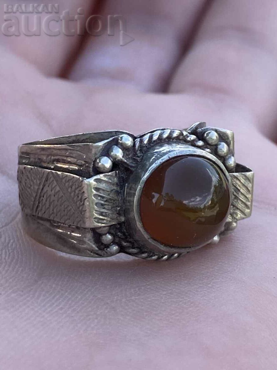 Old Silver Ring with Carnelian