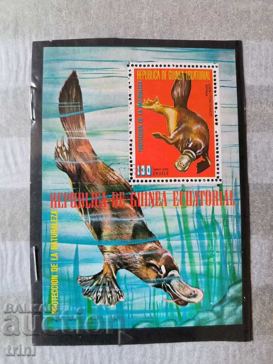 Blocul Animalelor Australiane Fauna Guineei Ecuatoriale 1974.